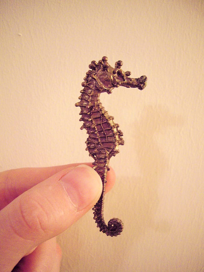 Taxidermy seahorse brooch