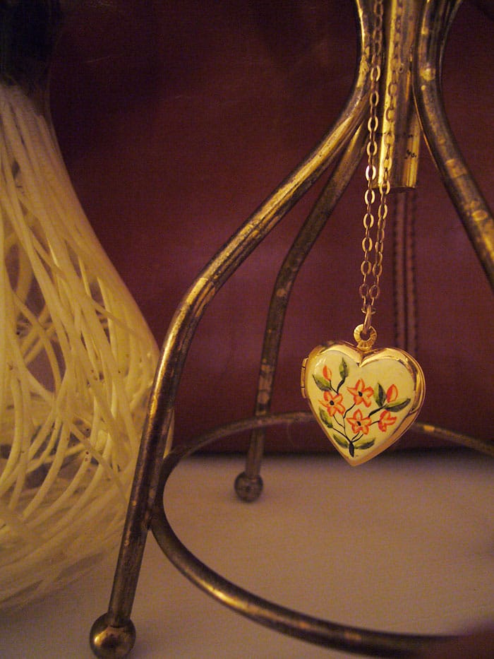 Vintage painted heart locket