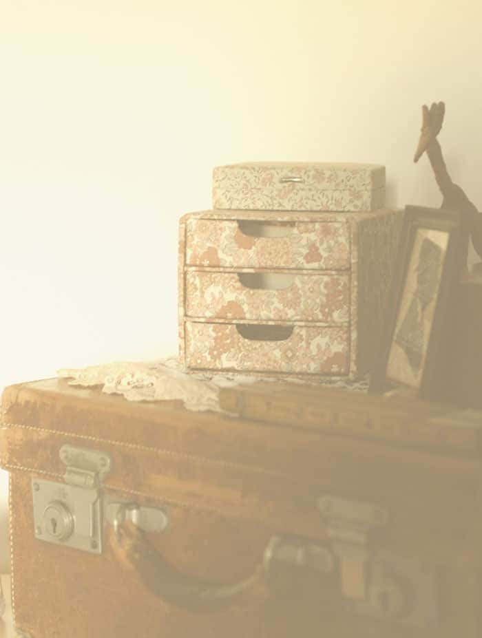 Vintage floral fabric covered boxes